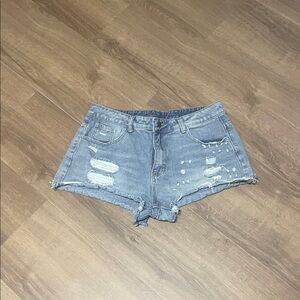 SHEIN Light Blue Distressed Jean Shorts